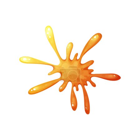 Illustration for Liquid colorful slime in cartoon style. Fluid mucus drip, splatter or splash isolated on white background. Sticky dribble down, toxic blot. Vector illustration. - Royalty Free Image