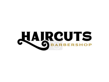 Illustration for Barbershop simple minimalist logo design with elegant ornament. - Royalty Free Image