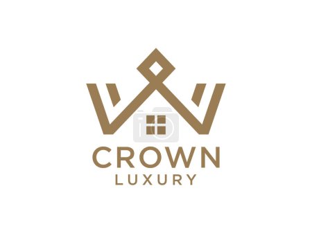 Illustration for Creative king and queen crowns symbols or logo elements. Geometric vintage crown. - Royalty Free Image