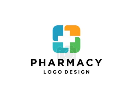 Ilustración de Artistic Cross Pharmacy Medical Hospital Pattern logo design inspiration. Utilizable para Logos de Negocios y Marcas. Plantilla de diseño de logotipo de vector plano - Imagen libre de derechos