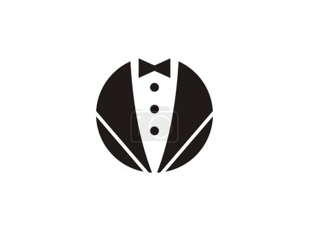 Illustration for Bow Tie, Tuxedo, Knifes, Spoon Fork Restaurant Dinner logo design inspiration. Usable for Business and Branding Logos. Flat Vector Logo Design Template. - Royalty Free Image