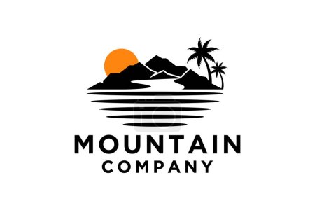 Illustration for Mountain minimalist landscape hills logo design. - Royalty Free Image