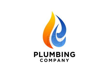 Téléchargez les illustrations : Modèle de logo de service de plomberie, logo de service d'eau - en licence libre de droit