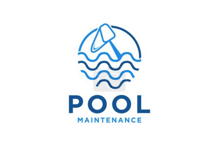 Foto de Logo del servicio de piscina con piscina de limpieza y concepto de mantenimiento - Imagen libre de derechos
