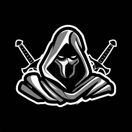 Photo for Mascot design hooded demon sword vector illustration - Royalty Free Image