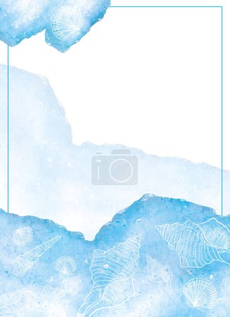Téléchargez les photos : Abstrait fond marin bleu doux avec texture aquarelle - en image libre de droit