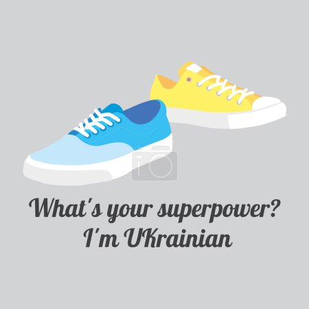 Téléchargez les illustrations : Chaussures simples ukrainiennes aux couleurs jaunes bleues avec devise - en licence libre de droit