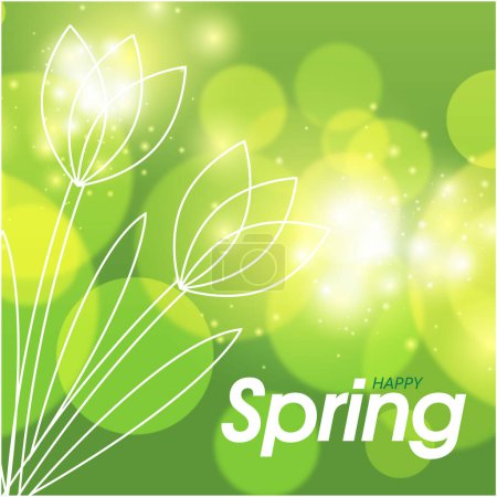 Photo for Spa design with green leaves vector illustration, happy spring and bright green bokeh on background - Royalty Free Image