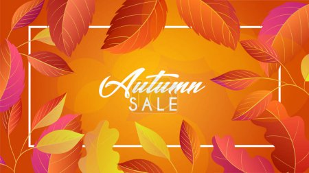 Photo for Autumn sale bright leafes background in vector - Royalty Free Image