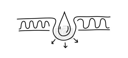 Illustration for Dry Skin moisturizing. human skin pictogram. doodle icon for cosmetics explanetion - Royalty Free Image
