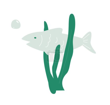 ilustración vectorial de peces nadando en el mar. Imagen de garabato simple