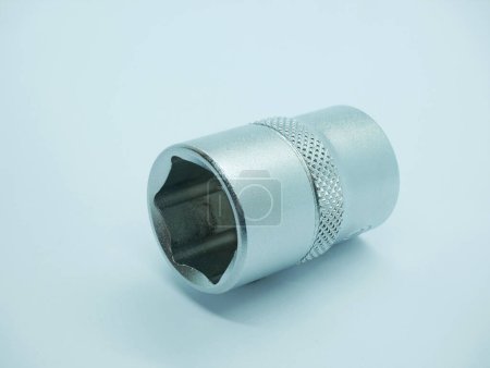 Photo for Chrome-vanadium steel Hex wrench socket on white background - Royalty Free Image