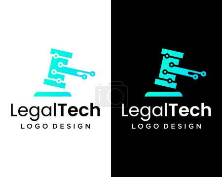 Gericht Gesetz Hammer und Verbindungstechnologie Symbol Logo-Design.