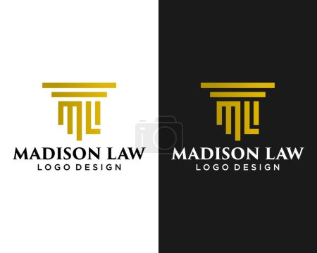 Buchstabe ML Monogramm Säule des Gesetzes Logo Design.
