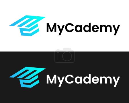 MC letters monogram academic hat university education logo design.