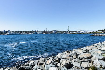Photo for Angus L. Macdonald Bridge, view from Alderney Gate Ferry Terminal, Dartmouth  - Halifax, Nova Scotia, Canada - Royalty Free Image