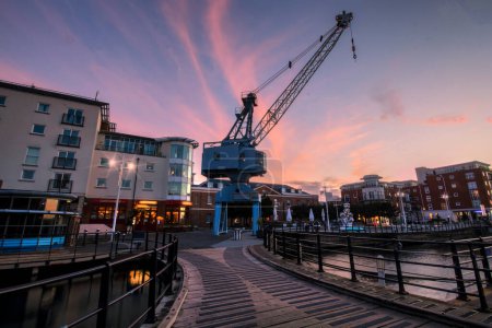 Photo for Sunset over Gunwharf Quays in Portsmouth, Hampshire, UK - Royalty Free Image