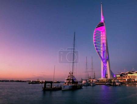 Photo for The illuminated Spinnaker Tower in Portsmouth, Hampshire, UK - Royalty Free Image