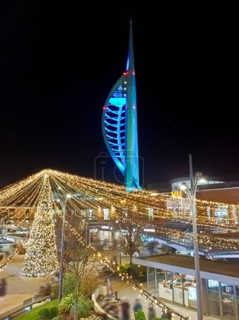Photo for The illuminated Spinnaker Tower in Portsmouth, Hampshire, UK - Royalty Free Image