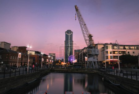 Photo for Sunset over Gunwharf Quays in Portsmouth, Hampshire, UK - Royalty Free Image