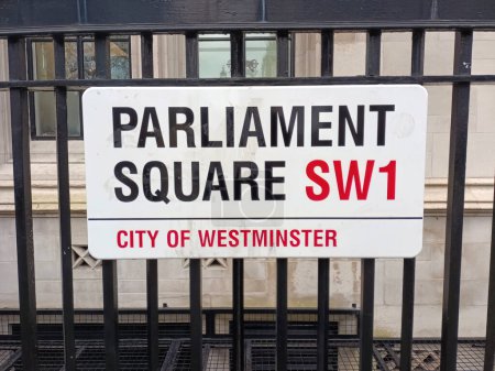 Photo for A street sign at Parliament Square in Westminster, London, UK - Royalty Free Image