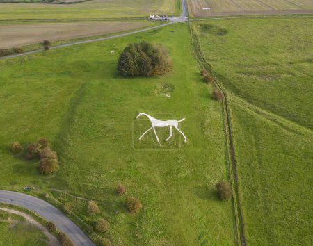 Téléchargez les photos : The Hackpen White Horse sur le Marlborough Downs dans le Wiltshire, Royaume-Uni - en image libre de droit