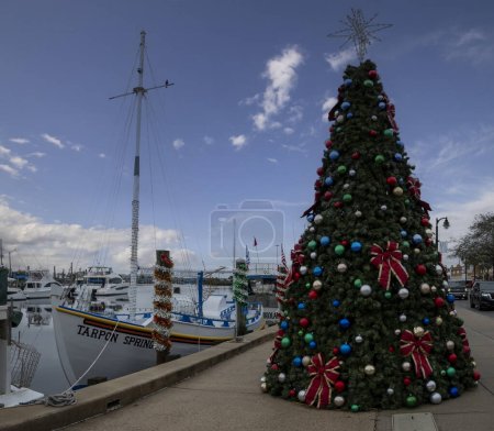 Foto de Un gran árbol de Navidad en los muelles de esponja en Tarpon Springs, Florida, EE.UU. - Imagen libre de derechos
