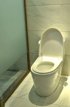 Téléchargez les photos : Toile blanche dans un placard à eau avec lumière électrique à la maison - en image libre de droit