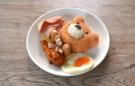 American fried rice Thai applied food decorating cute bare on plate