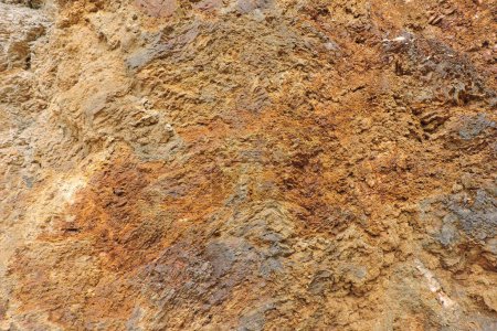 Téléchargez les photos : Une roche sédimentaire brune et orange contenant du soufre et de la pyrite - en image libre de droit