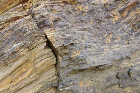Téléchargez les photos : Une roche sédimentaire grise et orange contenant du soufre et de la pyrite - en image libre de droit