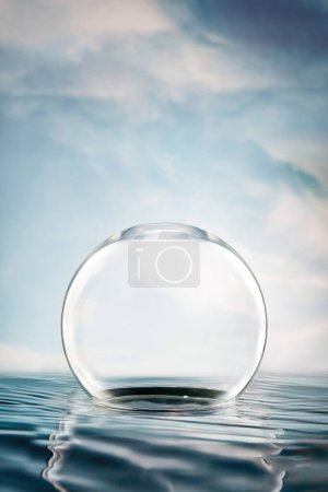 Water surface background pedestal brand product exhibition, hi res photo 