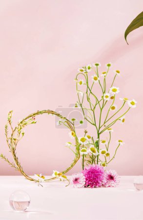 Photo for Flower background pedestal brand product exhibition, hi res photo - Royalty Free Image