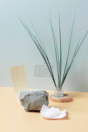Photo for Stone background pedestal brand product exhibition, hi res photo - Royalty Free Image