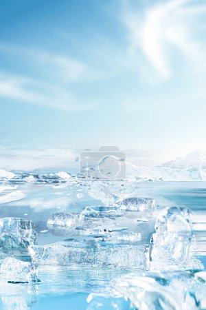 Foto de Fondo azul para la exhibición del producto con arena del adn del hielo - Imagen libre de derechos