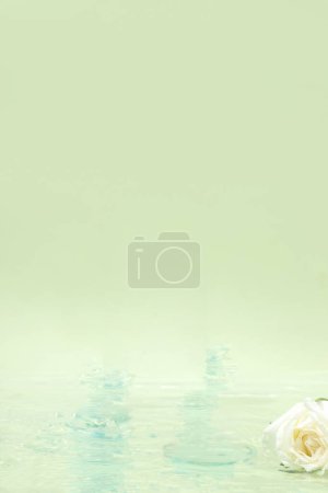 Photo for Podium background, Image background, Minimal background with fresh flowers - Royalty Free Image