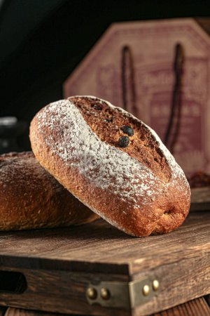 Photo for Vintage bread photo, original raw wheat bread, hi res photo - Royalty Free Image