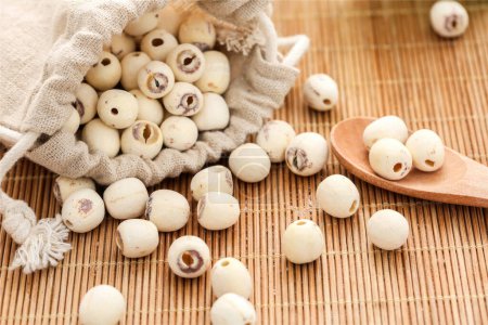 Photo for Images of lotus seeds with high-resolution photos, nutrient-rich, low-calorie and antioxidant-rich properties - Royalty Free Image