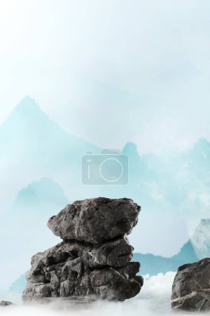 Photo for Nature background branches and rocks for product display, hi res photo - Royalty Free Image