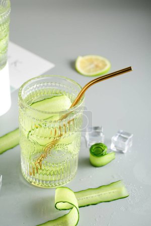 Photo for Beautiful images of detox drinks, images of kumquat and cucumber juice - Royalty Free Image