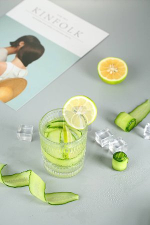 Photo for Beautiful images of detox drinks, images of kumquat and cucumber juice - Royalty Free Image