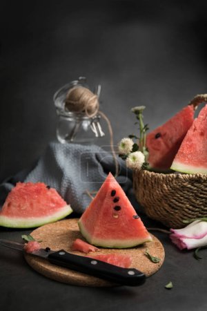 Photo for Beautiful images of watermelon juice at restaurants, mixing drinks, beautiful photos of summer drinks - Royalty Free Image