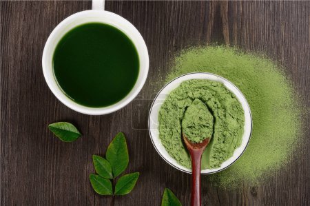 Photo for Beautiful images of matcha and matcha drinks, how to prepare matcha tea in the studio - Royalty Free Image