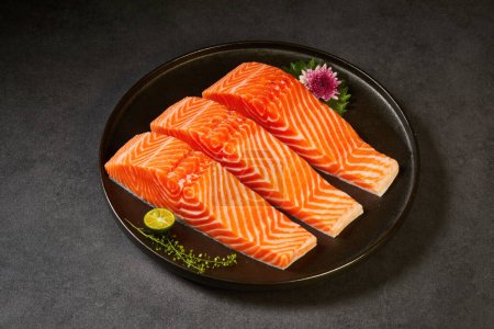 Foto de Imágenes de carne de salmón, salmón en rodajas, hermosas fotos de salmón, foto de alta calidad - Imagen libre de derechos