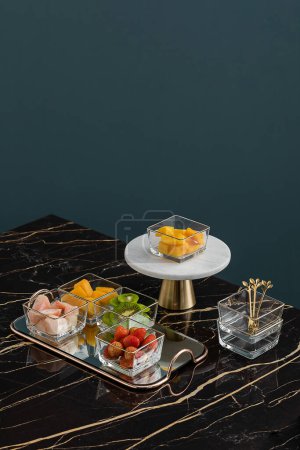 Photo for Images of tea break set up, teabreak preparation, teabreak food on the table - Royalty Free Image