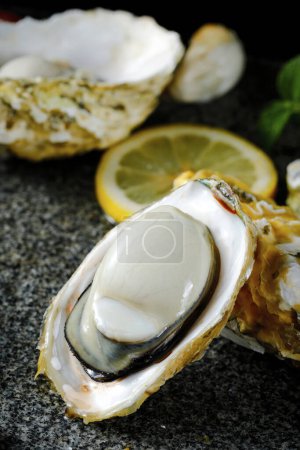 Photo for Clear images of oysters, grilled oysters, high quality images for printing - Royalty Free Image