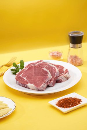 Photo for Images of raw meat, images of raw beef, images of raw pork, images of meat processed in restaurants - Royalty Free Image