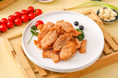 Photo for Pictures of fried dishes at restaurants, pictures of fried meat, fried Asian foods - Royalty Free Image