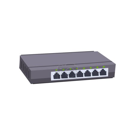 management network switch cartoon. configuration performance, security poe, gigabit stack management network switch sign. isolated symbol vector illustration