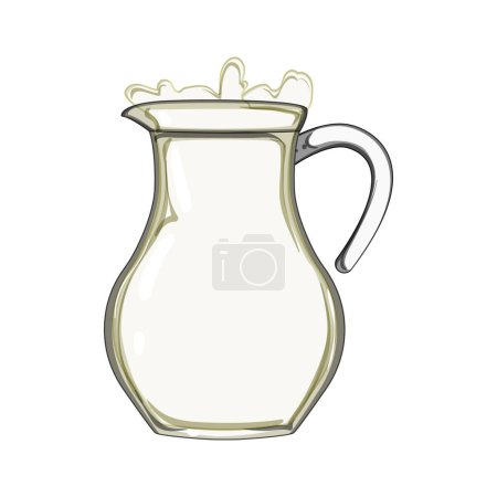 Illustration for Glass milk jug cartoon. handle lid, carton pitcher, cow liquid glass milk jug sign. isolated symbol vector illustration - Royalty Free Image